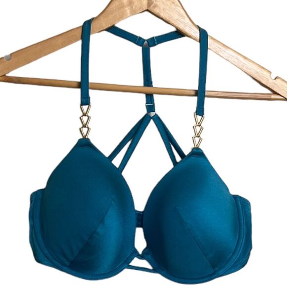 Victorias Secret Swim Push Up Padded Racerback Bikini Chain Link Top Size 36D - Picture 6 of 6